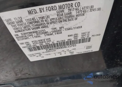 2013 Lincoln Mkt Livery z USA, uszkodzony, nr VIN 2LMHJ5NK8DBL55705